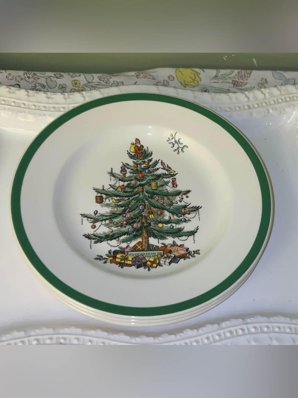 Spode Christmas Tree Salad Plates Set of 4
